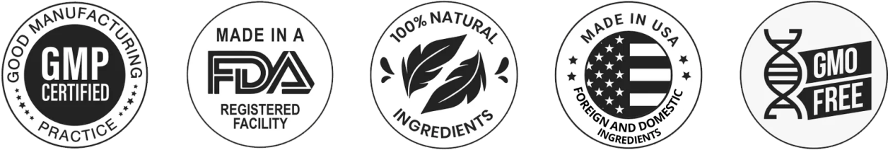 Yu Sleep certifications — Made in USA, GMP Certified, FDA Registered, 100% Natural, Non-GMO